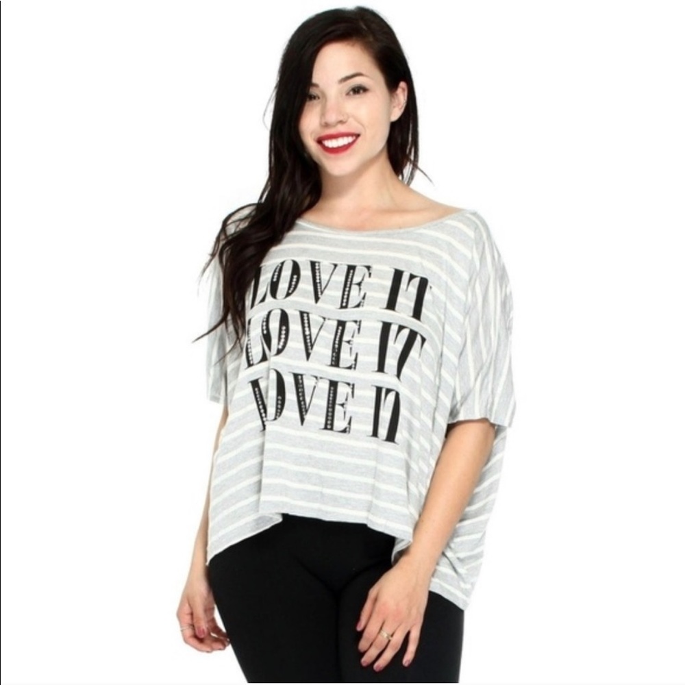 🆕Love  It Sequin Logo Striped Shirt ⭐️
